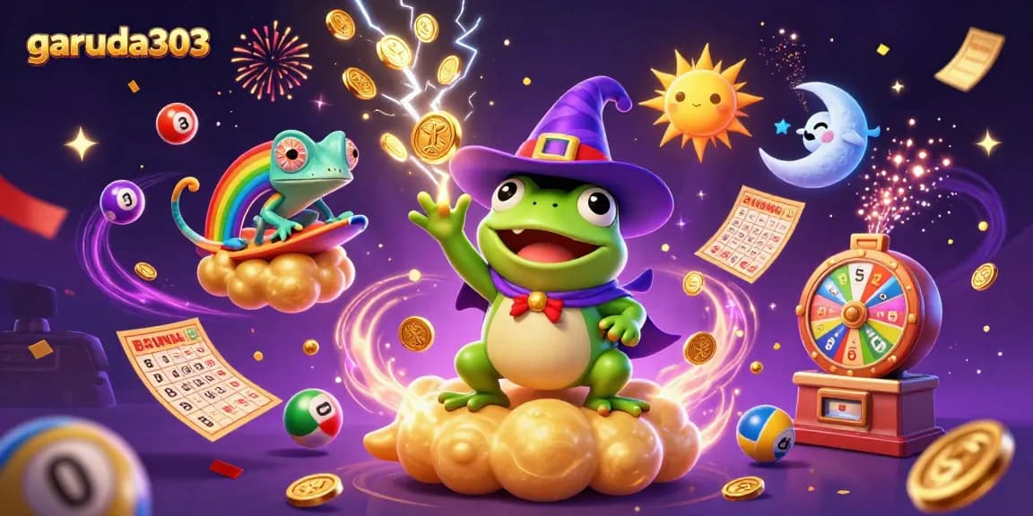 Experience excitement with garuda303 as the weather wizard frog conjures golden coins amidst vibrant game elements.