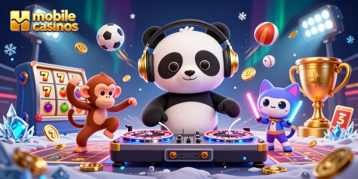 Experience the excitement of mobile casinos with vibrant characters and dynamic game elements.