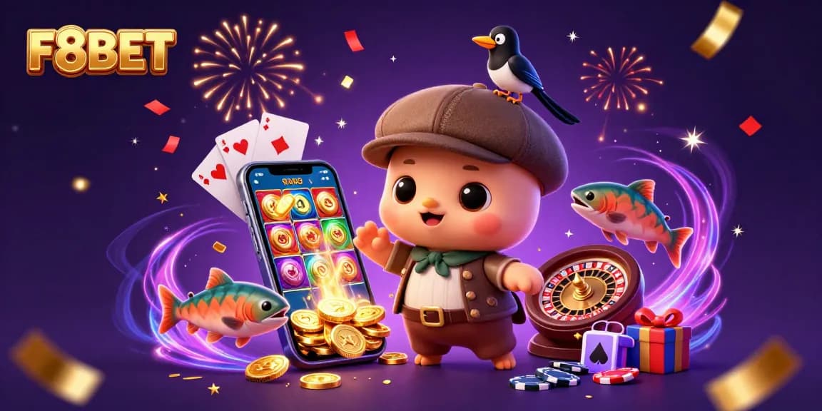 Spin golden reels and enjoy vibrant games at F8BET with cute Nessie and friends.