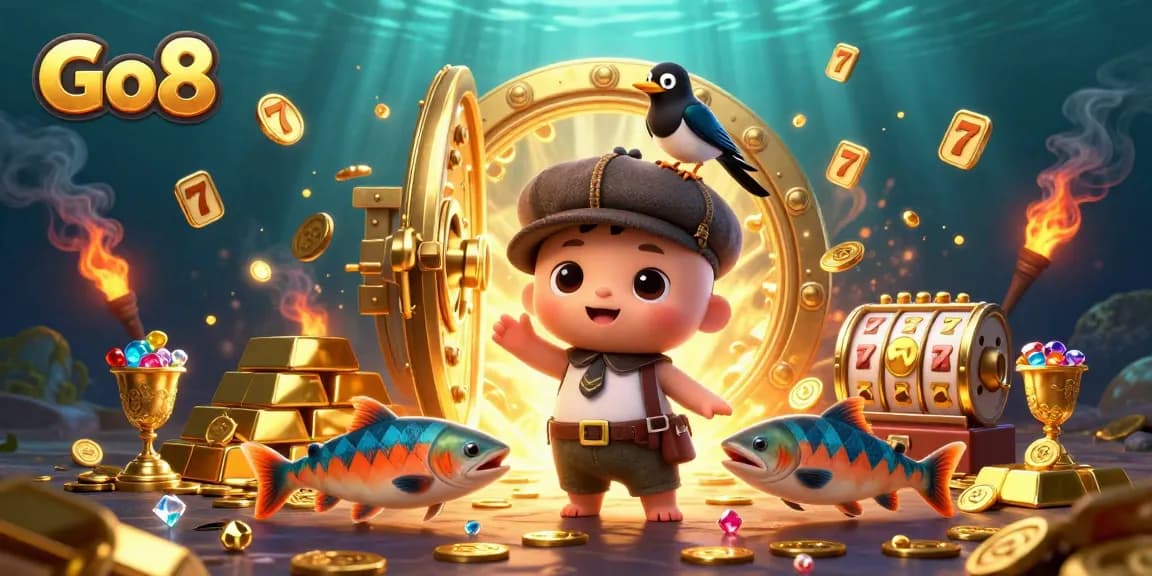 Engage in thrilling gameplay at Go8's exciting online casino, featuring vibrant characters and treasures!