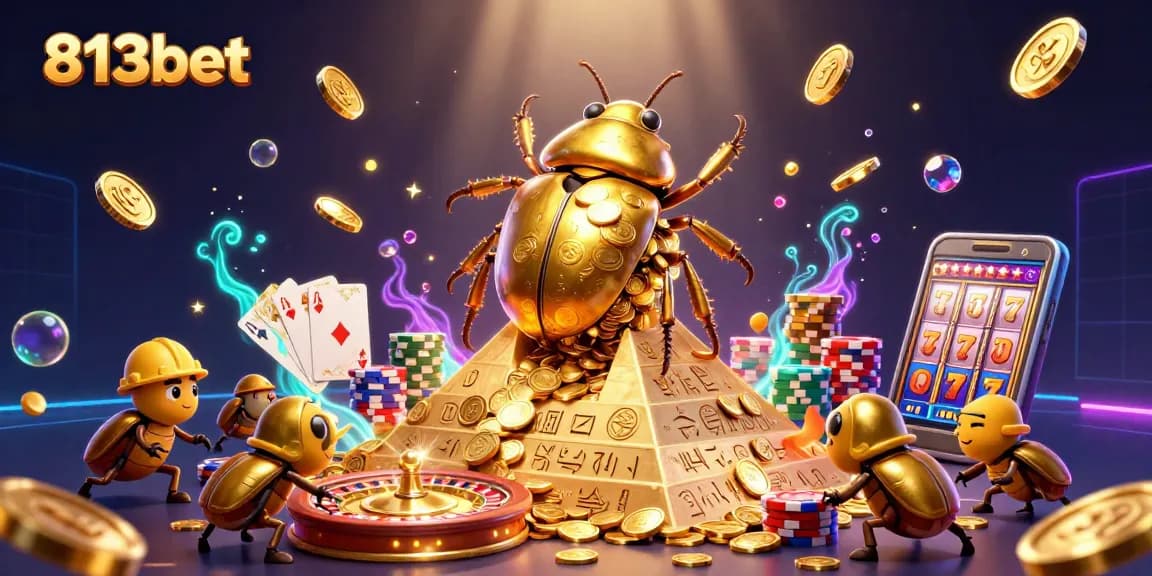 Aposte e ganhe com 813bet nos melhores jogos de cassino e slots em uma ilustração 3D vibrante.