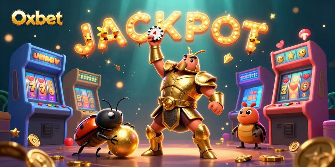 Experience the Jackpot with Oxbet's vibrant 3D casino illustration showcasing winning moments.