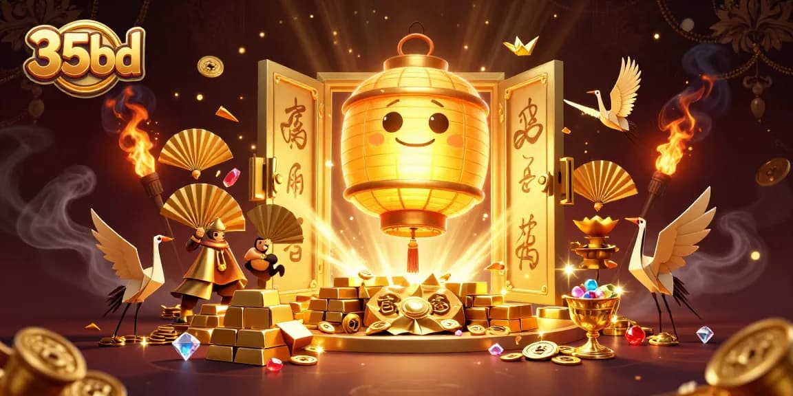 Experience the excitement at 35bd casino with a glowing lantern spirit and treasure riches.