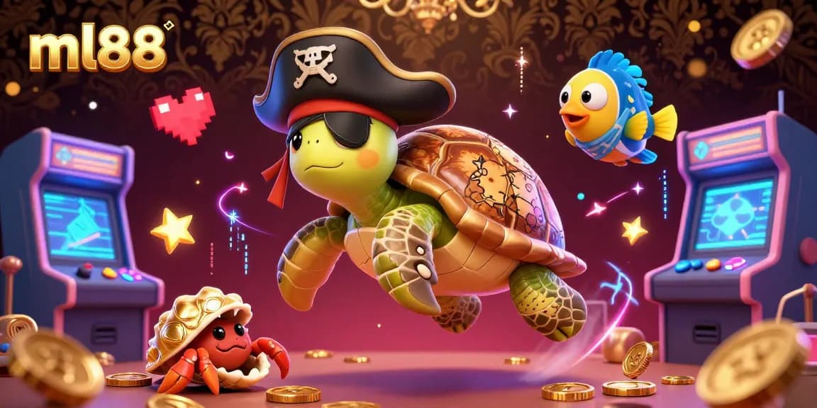 Engage in thrilling casino adventures with ml88 as a pirate turtle, crab, and parrotfish flourish above treasure.
