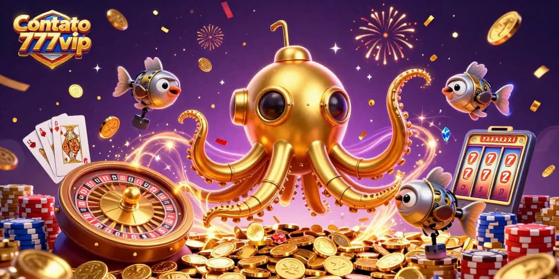 Engage with Contato 777vip and experience thrilling gaming with a 3D kraken submarine in a sea of coins.