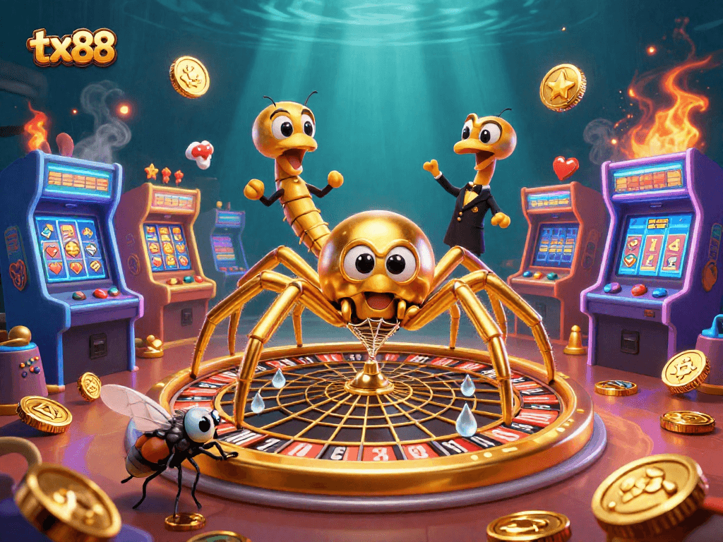 tx 88 players experience a thrilling casino adventure with a colorful 3D illustration of characters and gaming elements.