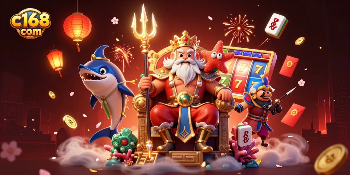 Experience the thrilling world of c168 com with vibrant slot reels and neon lights in a lively casino scene.