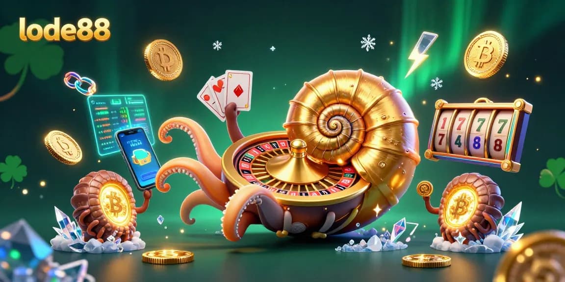 Spin to win big with lode88's vibrant casino experience featuring rich 3D graphics and crypto elements.