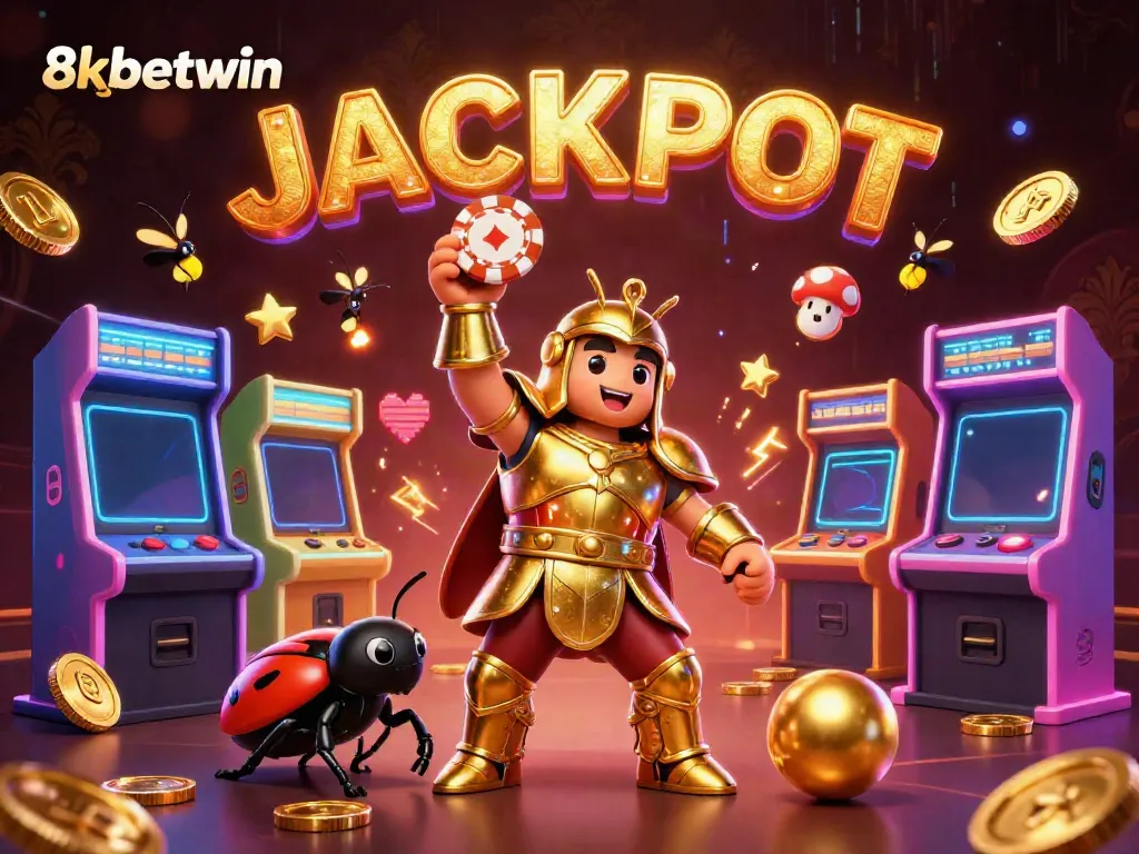 Experience excitement with 8xbetwin in this vibrant 3D scene showcasing gaming triumph.