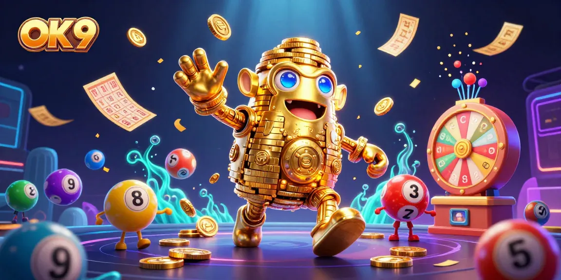 Engage in thrilling casino gaming with the vibrant OK 9 golden golem illustration.