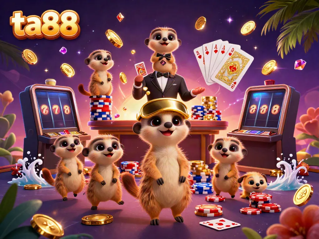 Follow the action at ta88 with playful meerkats managing a colorful casino scene filled with excitement.
