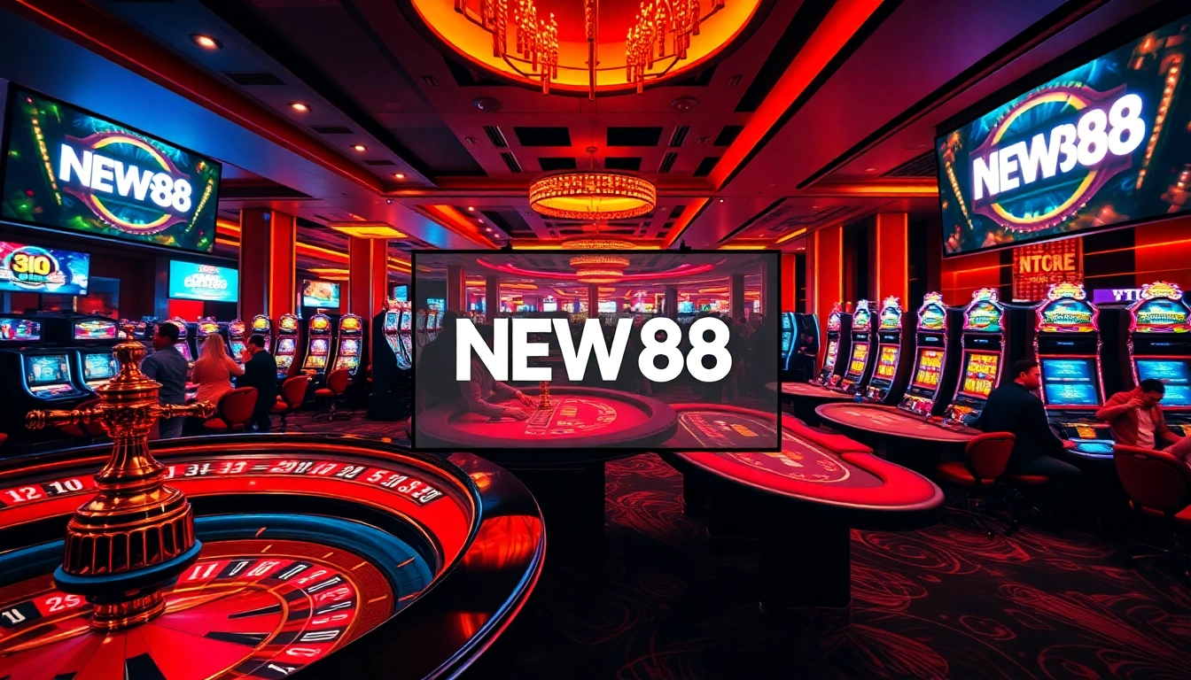 Gamblers enjoy thrilling games at NEW88, with vibrant roulette wheels and dynamic slot machines.