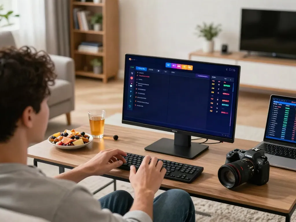 Person engaging in sports betting on smartphone, showcasing nbet gaming interface in a lively living room.