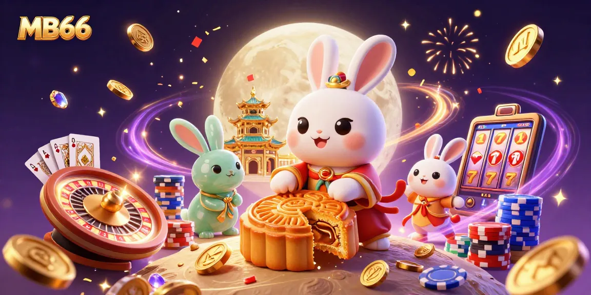 Experience MB66 with the moon rabbit and poker chips in a vibrant casino scene.