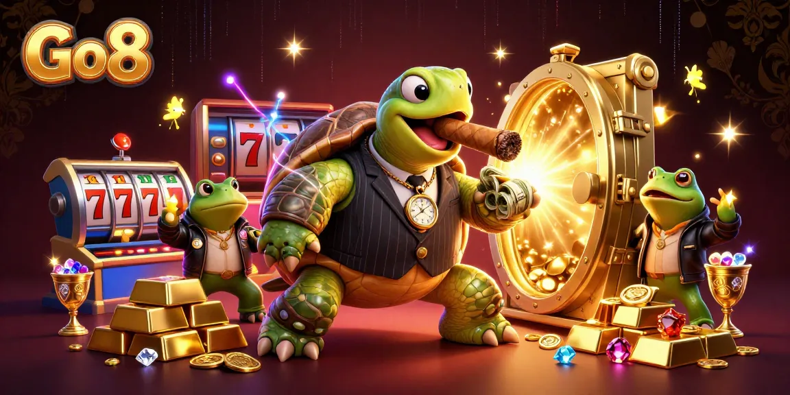 Engage with Go8's thrilling casino experience featuring dynamic games, treasures, and festive lights.