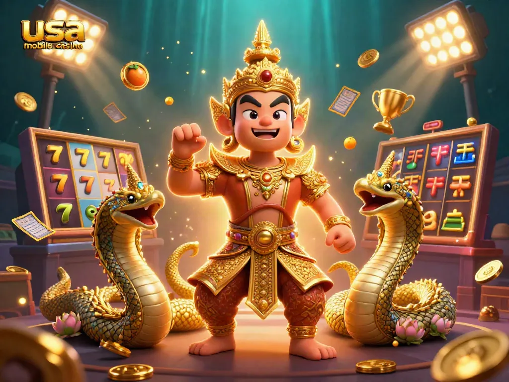 Engage with the usa mobile casino for thrilling jackpot slots in this vibrant illustration.