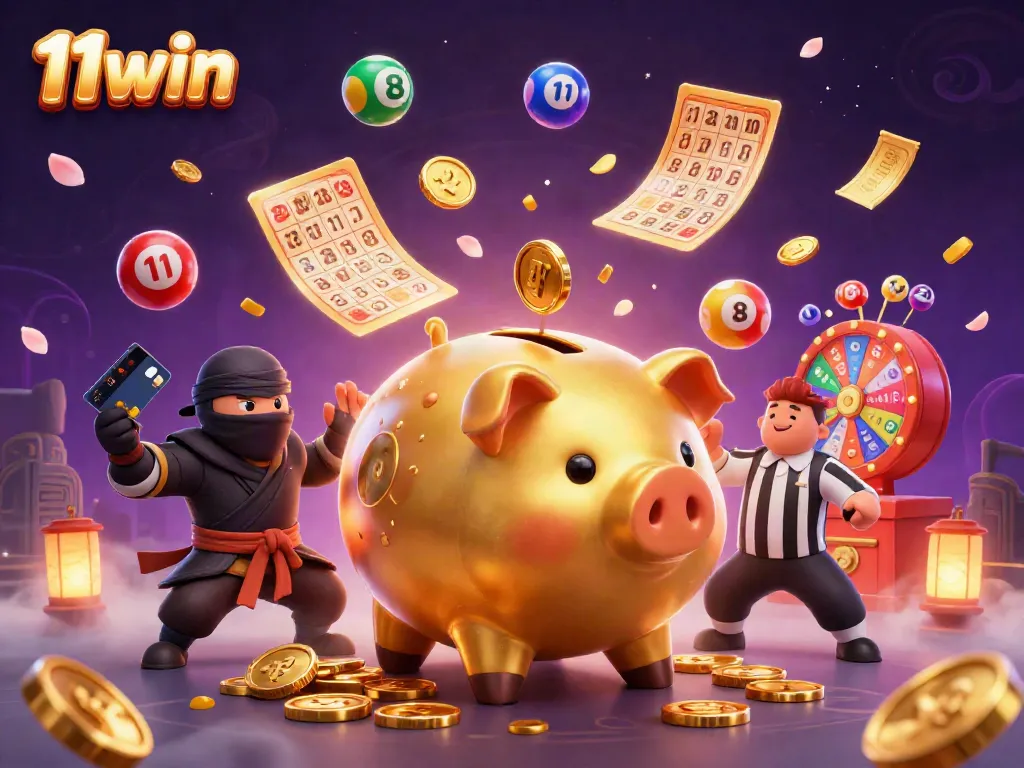 Experience the excitement of 11win with a dynamic gaming scene filled with vibrant elements.