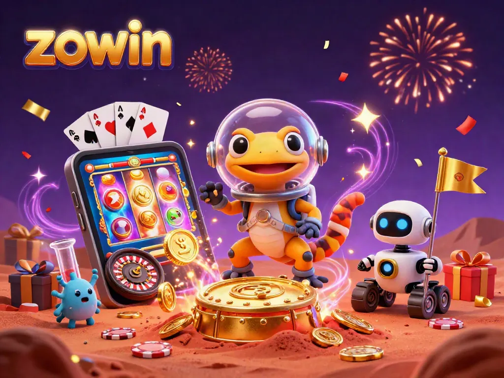 Play exciting casino games like Zowin with animated Martian gecko and golden jackpot treasures galore.