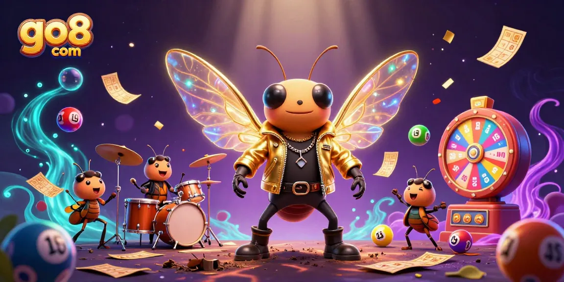 Play exciting games at go8 com with a vibrant 3D casino illustration featuring unique characters and dynamic elements.