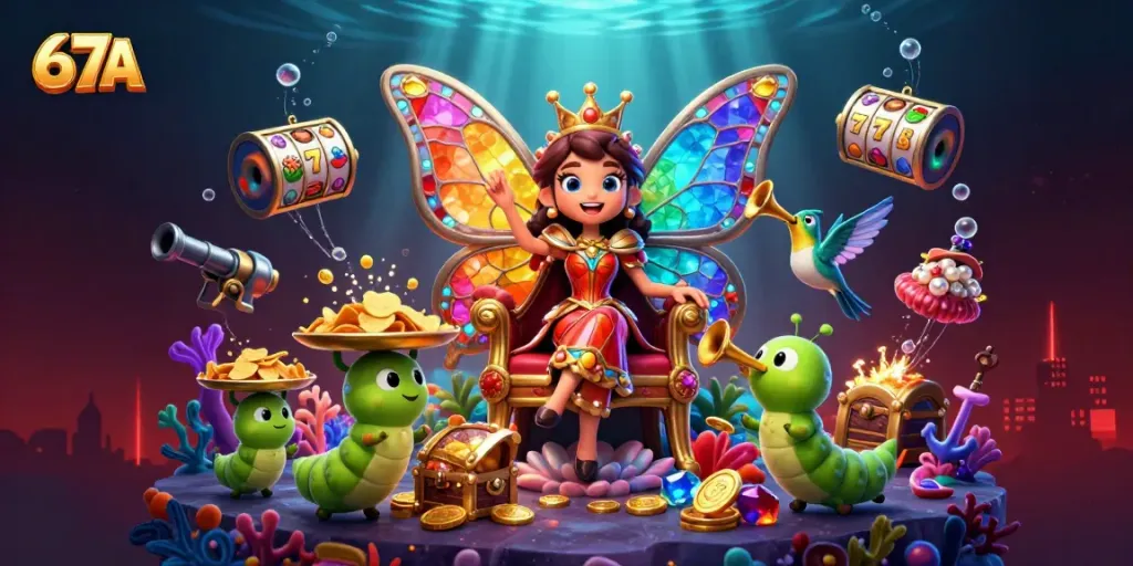 Immerse in the 67A casino adventure with a butterfly queen and sparkling treasures.