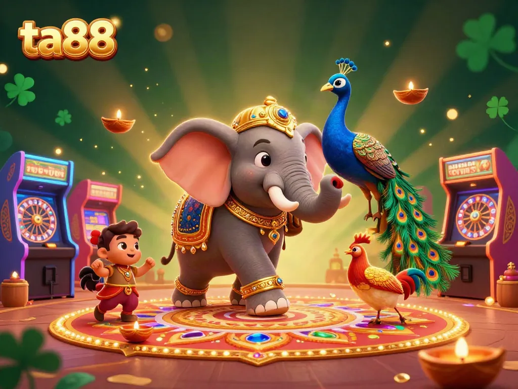 Join the excitement at ta88 with a vibrant 3D illustration of the cockfighting arena and glamorous characters.