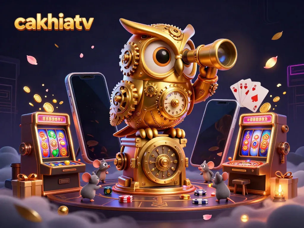 Experience high-energy gaming at cakhiatv with a vibrant 3D casino scene featuring animated characters and dynamic gameplay elements.