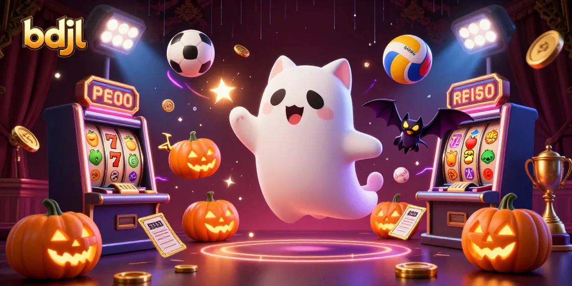 Engage with bdjl's haunted casino adventures featuring a ghost cat and vibrant elements.