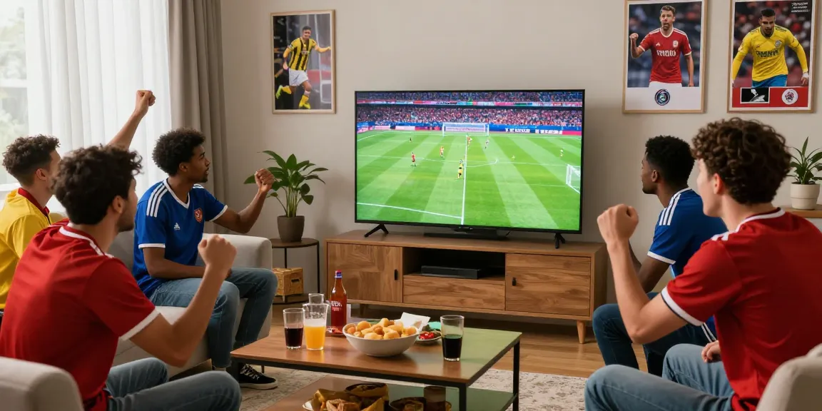 Fans enjoying a multicanais soccer match live streaming in HD, creating an engaging game day atmosphere.