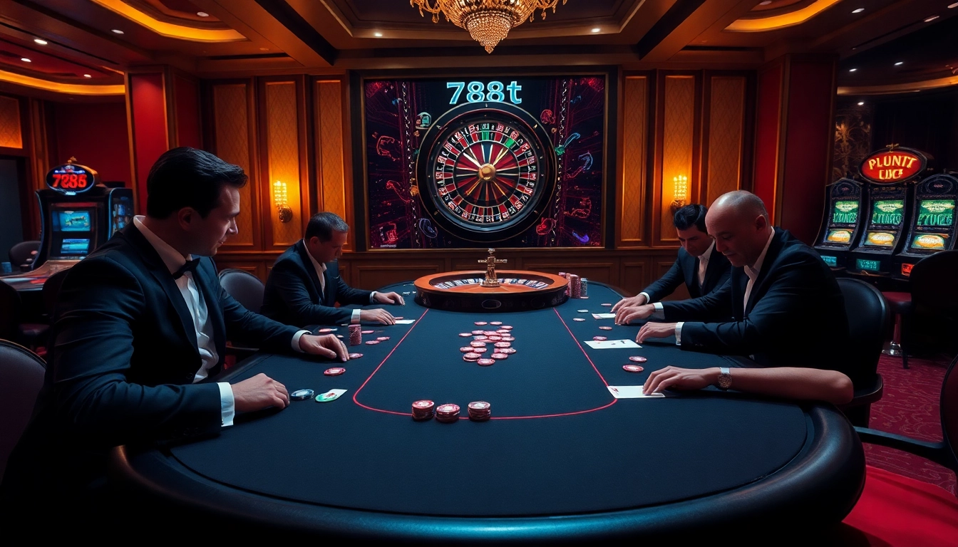 Experience the thrill of gambling at 788t with vibrant poker tables and luxurious casino ambiance.