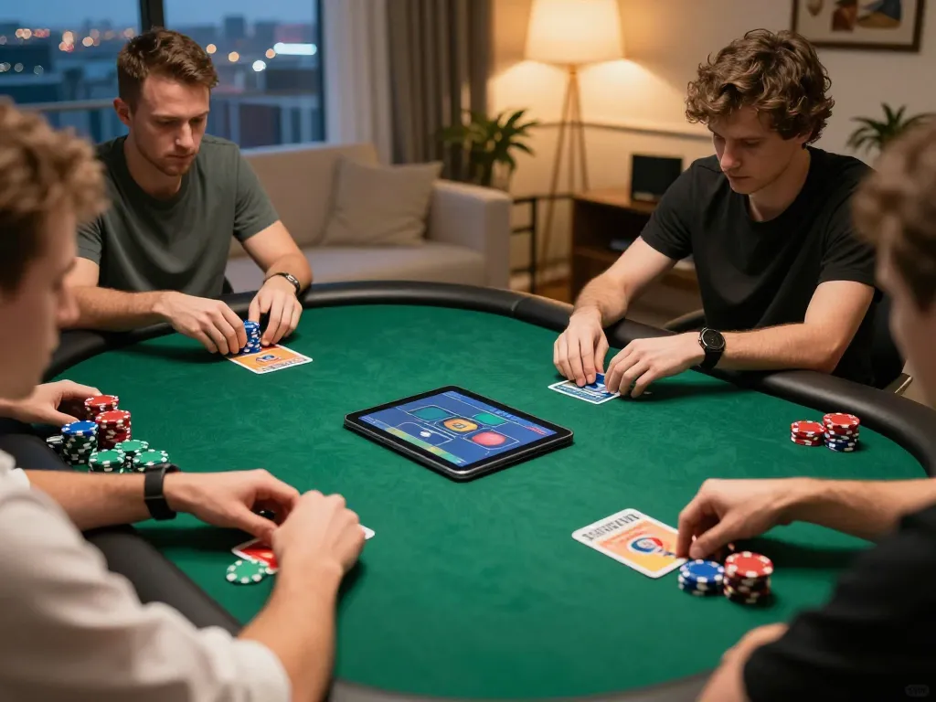 uu88 reveals a thrilling online poker game setup with vibrant chips and strategic player hands.