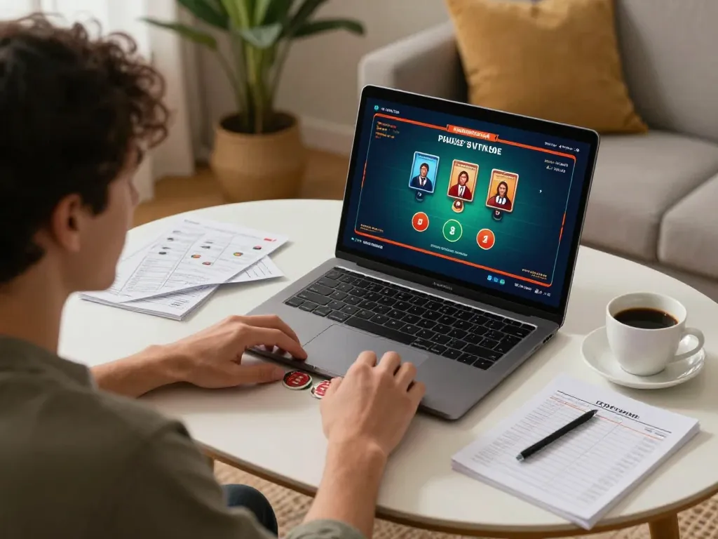 PHDREAM player engaging in an online blackjack game from home, emphasizing strategic gameplay.