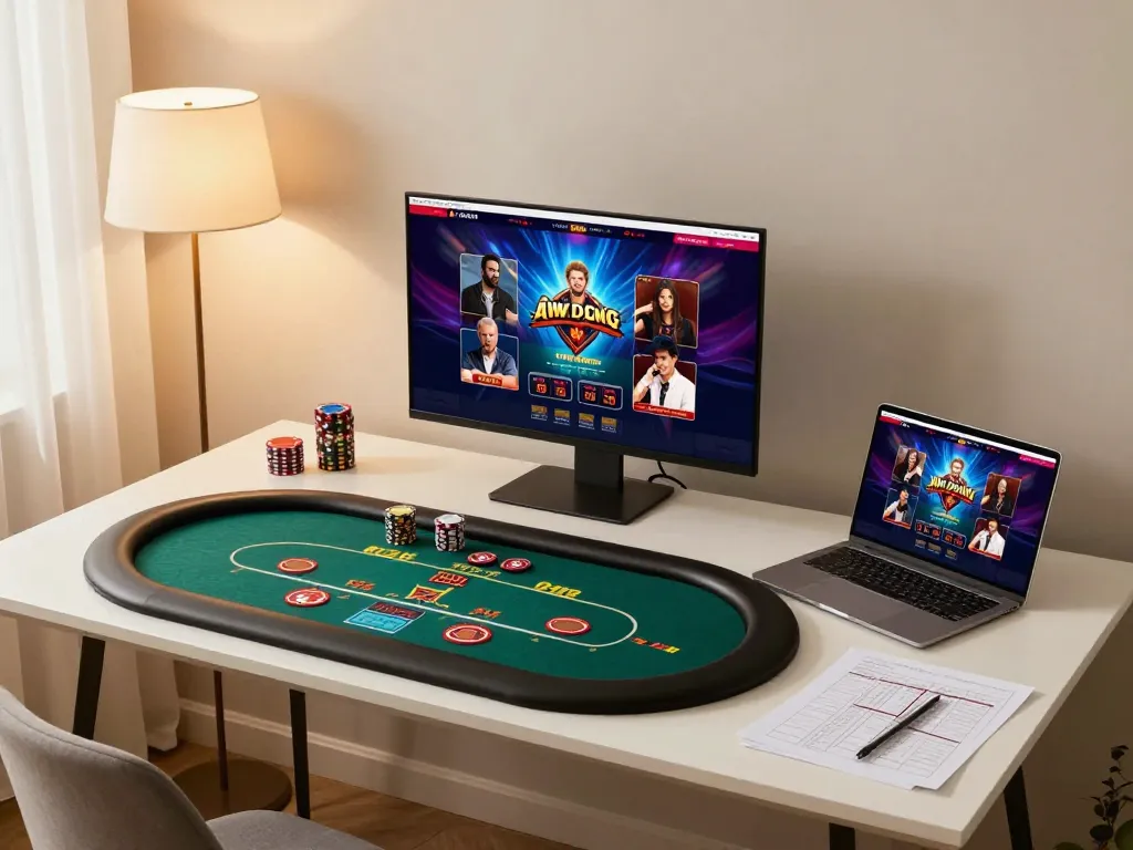 Players enjoy an engaging experience with 888NEW online casino, showcasing live dealer gameplay and strategic materials.