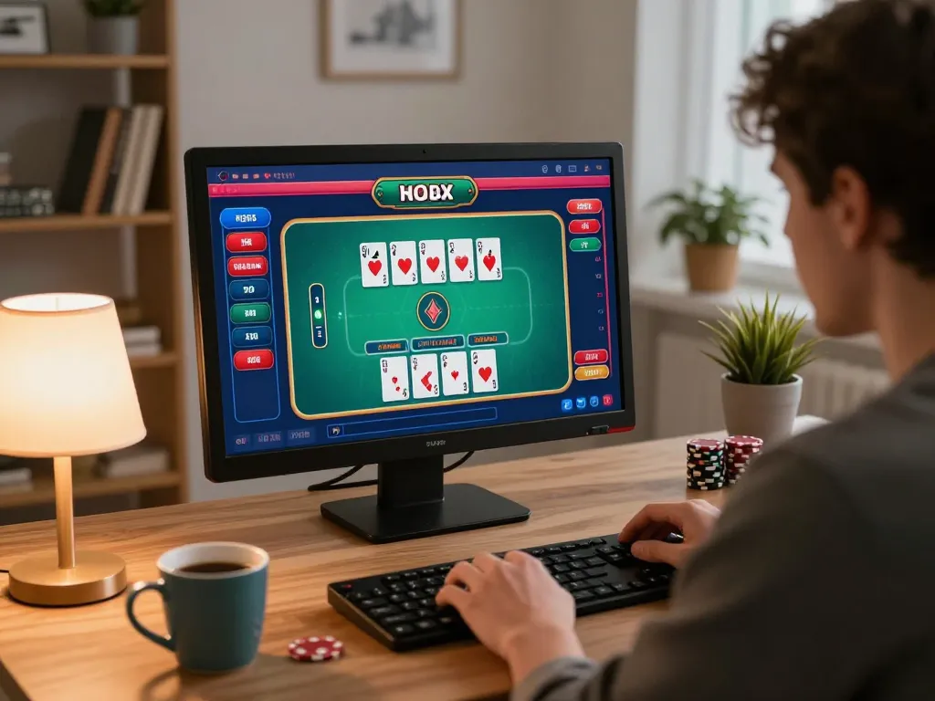 Playing blackjack at home with king33, showcasing a dynamic online casino experience.