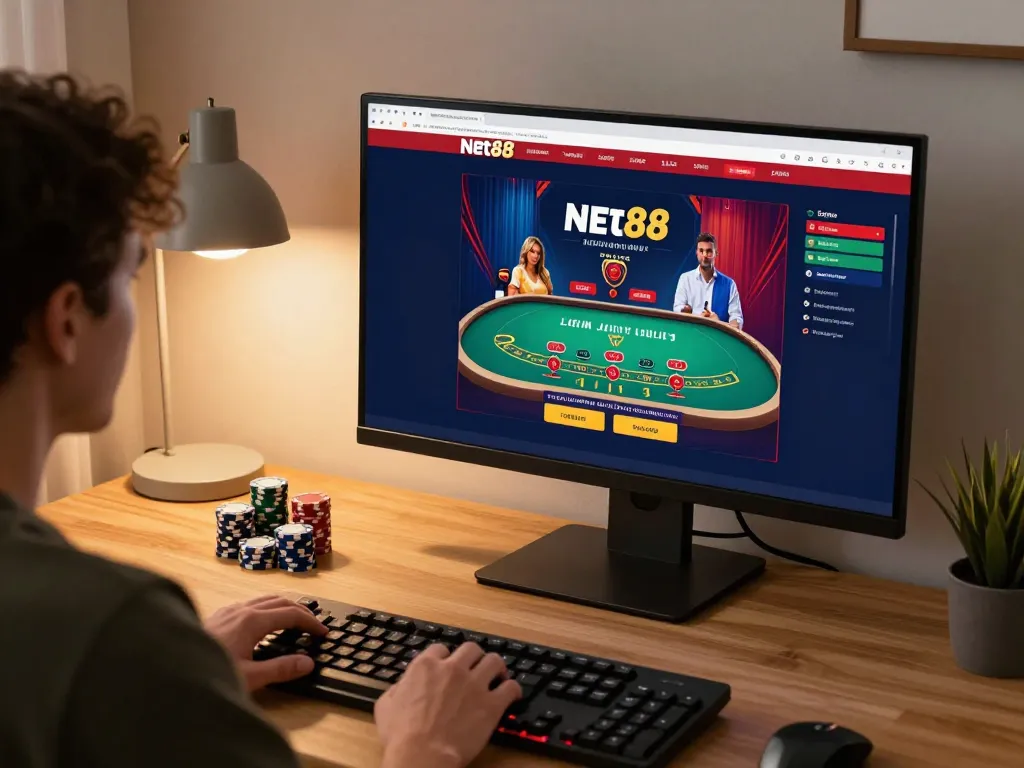 Play online casino games at net88 while enjoying a stylish gaming setup and strategic bets.